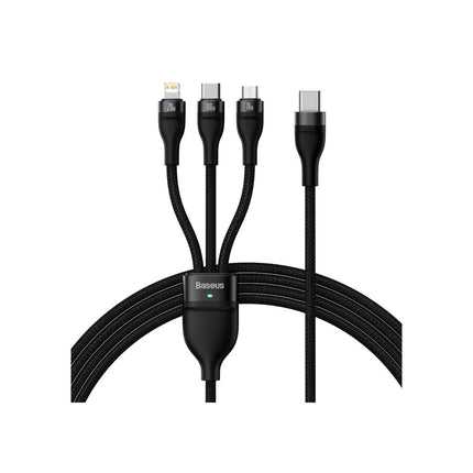Cable 3 en 1 Type-C a MicroUSB+Lightning+USB-C 100W 1.5m Neg