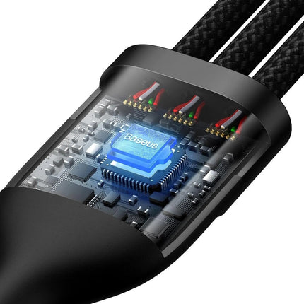 Cable 3 en 1 Type-C a MicroUSB+Lightning+USB-C 100W 1.5m Neg