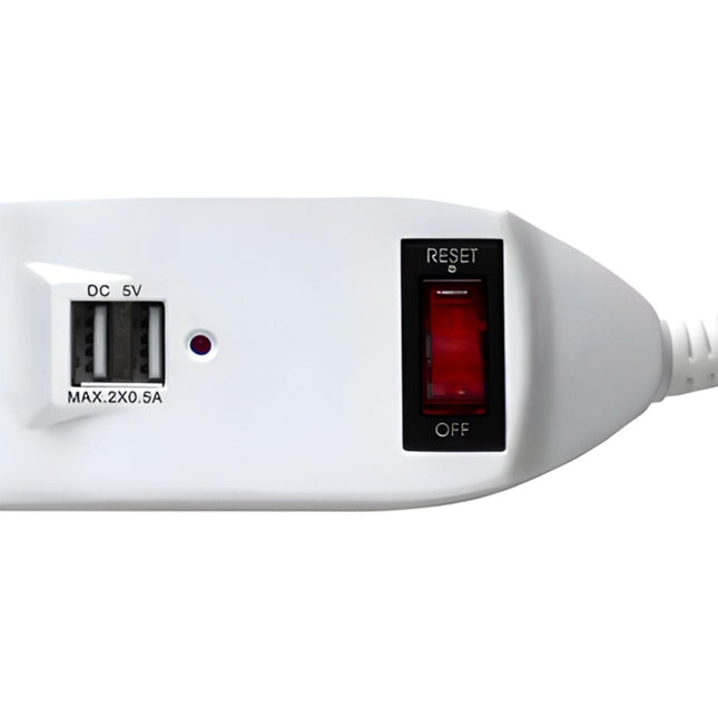 Alargador Zapatilla con Switch 6 posiciones 2 USB- Cert. SEC