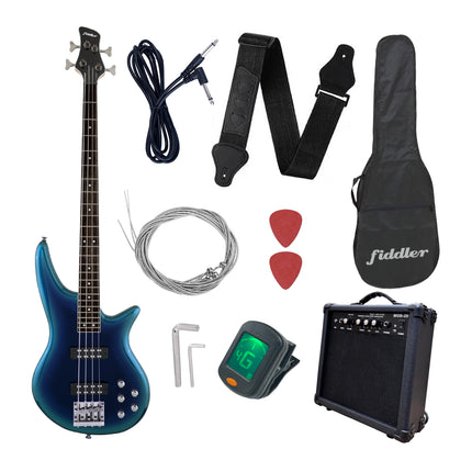 Bajo Eléctrico Azul Fiddler + Amplificador 20 W