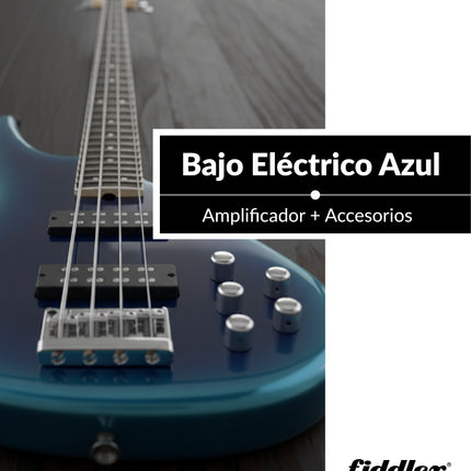 Bajo Eléctrico Azul Fiddler + Amplificador 20 W