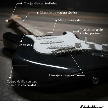 Combo Guitarra Eléctrica Negra + Amplificador Fiddler