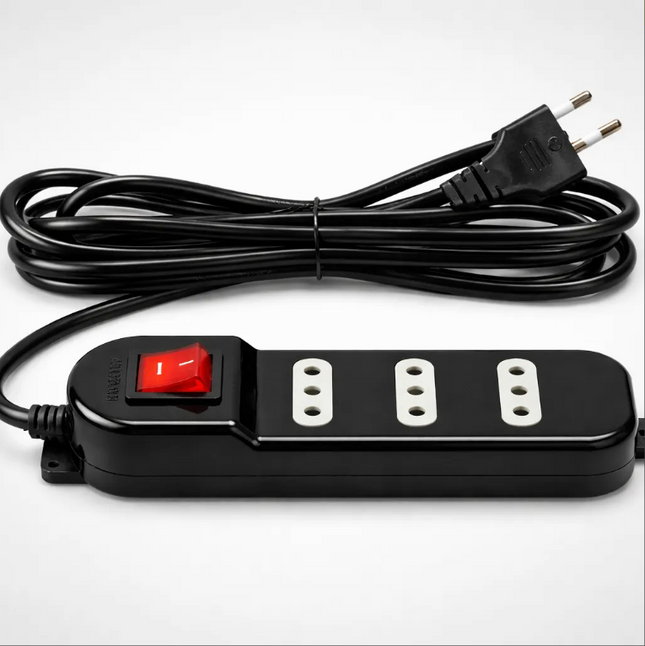 Alargador Zapatilla con Switch 4 posiciones 3 Metros Negro