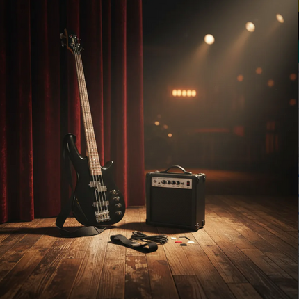 Bajo Eléctrico Fiddler Negro + Amplificador 20W