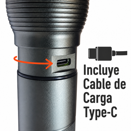Linterna Led Táctica Recargable 1600 Lúmenes