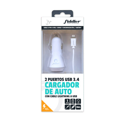 Cargador de Auto Fiddler Con Cable Lightning
