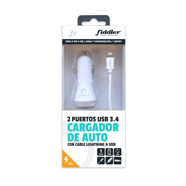 Cargador de Auto Fiddler Con Cable Lightning