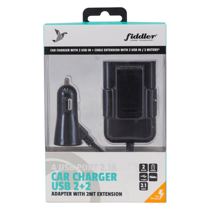Cargador automovil Entrada USB X4 Fiddler