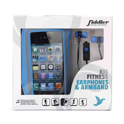 Fitness Kit Fiddler Armband Con Audífonos Azul.
