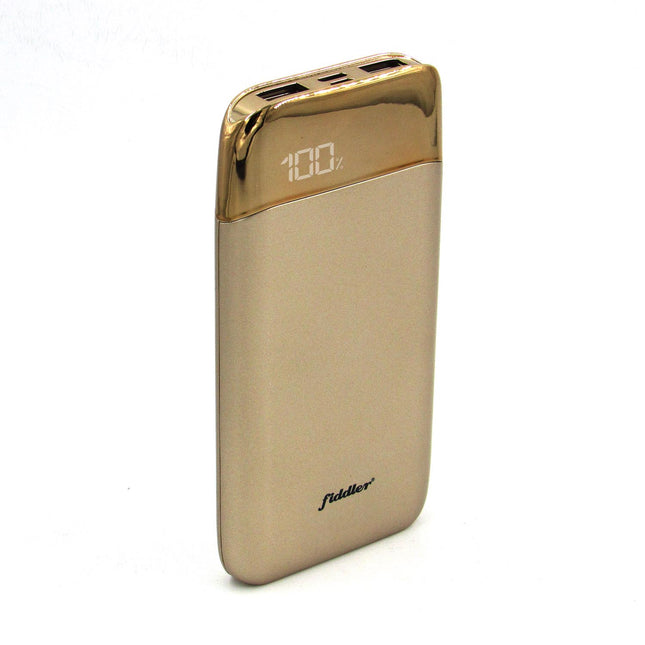 Batería Power Bank LCD Fiddler 10000mAH 2 Puertos Dorado