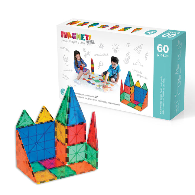 Juguete Magnético Magneti Blocks 60 Piezas