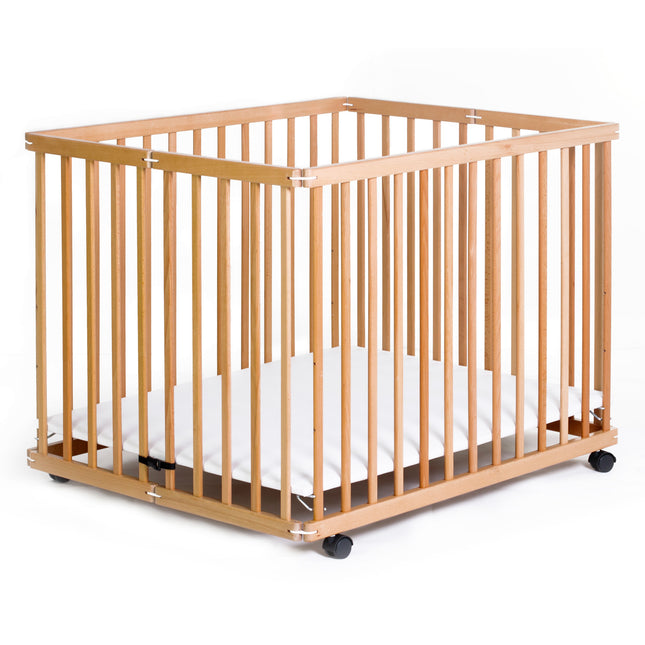 Corral Cuna 2 en 1 Altura Ajustable en Madera Happy Dino