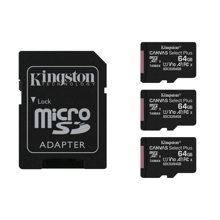 Pack 3 Memoria Micro SD 64GB Canvas Select Plus Kingston