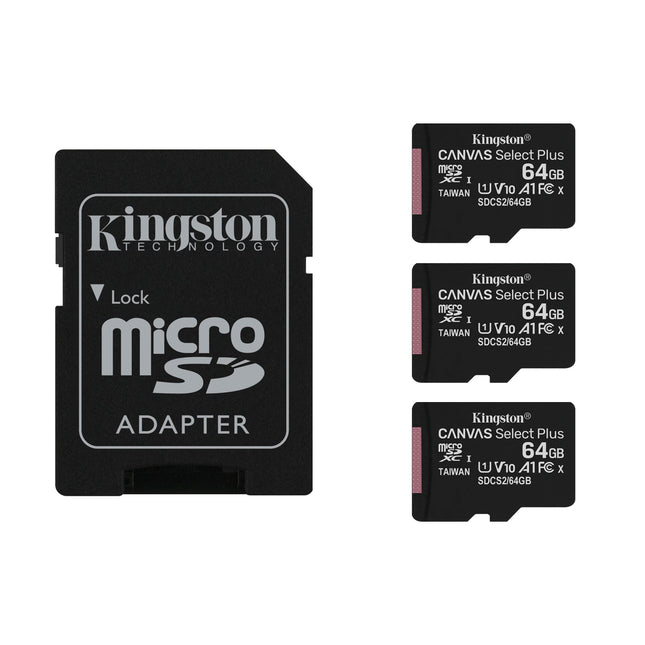 Pack 3 Memoria Micro SD 64GB Canvas Select Plus Kingston