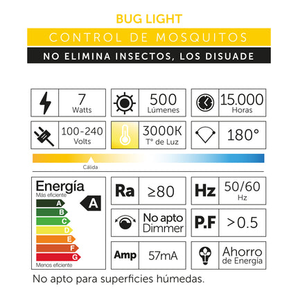 Ampolleta Led A60 Control Mosquitos 7w