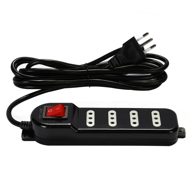 Alargador Zapatilla con Switch 4 posiciones 3 Metros Negro