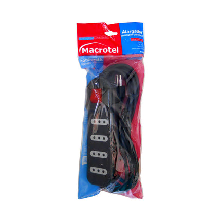 Alargador Zapatilla con Switch 4 posiciones 3 Metros Negro