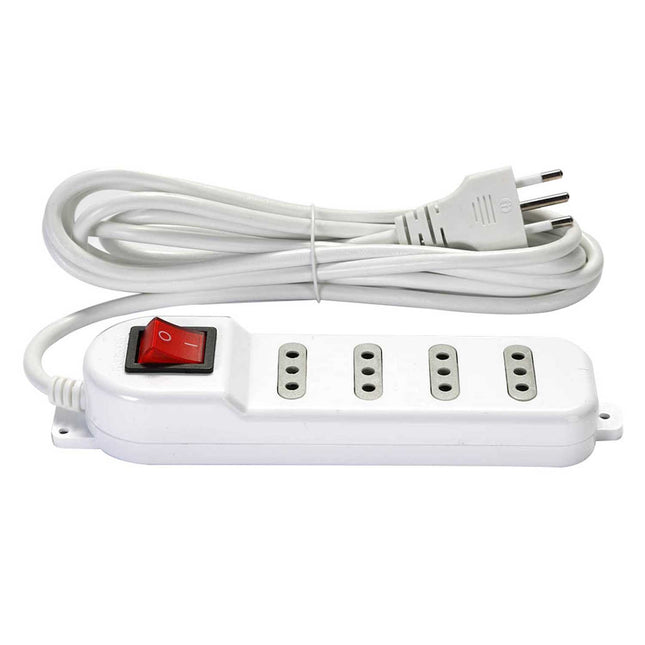 Alargador Zapatilla con Switch 4 posiciones 3 Metros Blanco