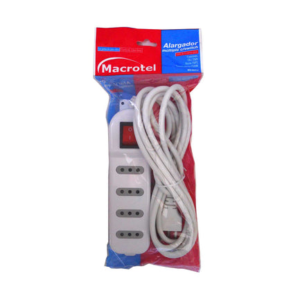 Alargador Zapatilla con Switch 4 posiciones 3 Metros Blanco