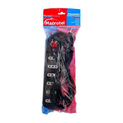 Alargador Macrotel 6 Tomas 3m con Switch Negro