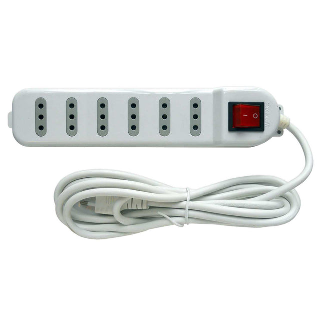 Alargador Zapatilla con Switch - 6 posiciones 3 Mts Blanco