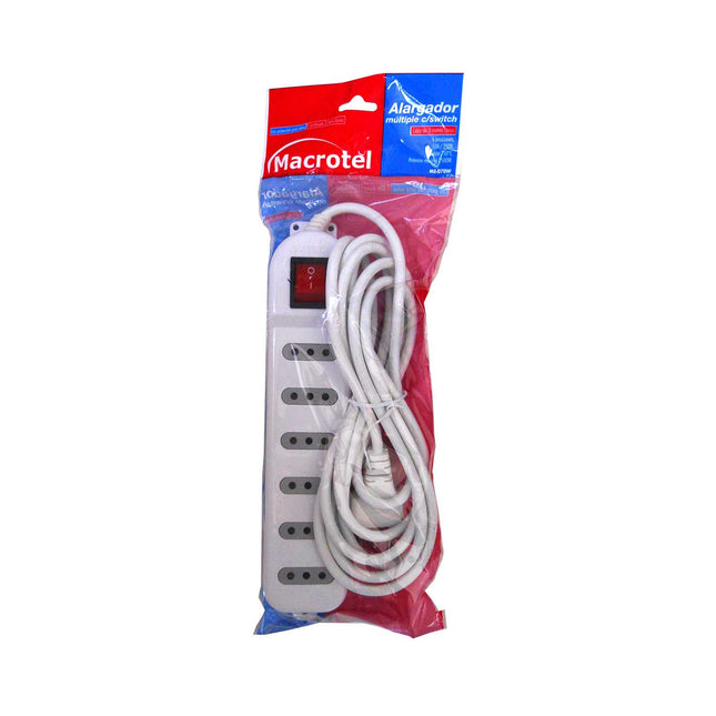 Alargador Zapatilla con Switch - 6 posiciones 3 Mts Blanco