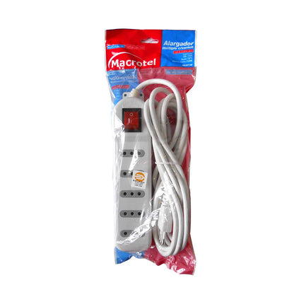 Alargador Zapatilla con Switch 5 posiciones 3 Metros Blanco