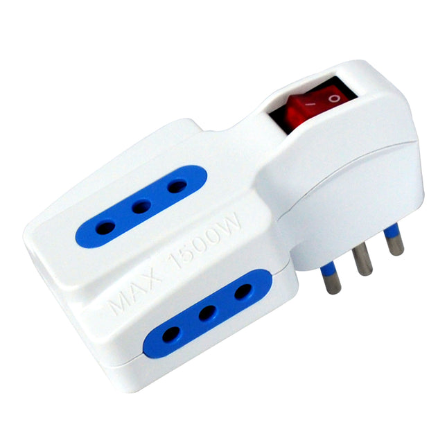 Adaptador con Switch 3 Tomas 10 Amp / 250 V