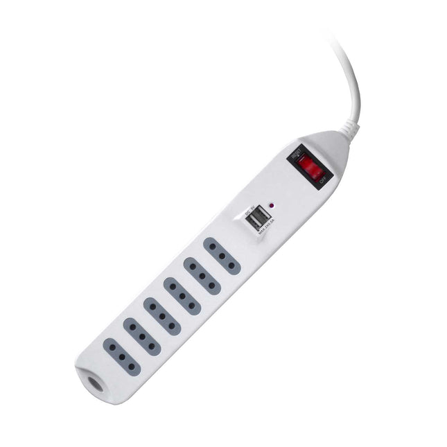 Alargador Zapatilla con Switch 6 posiciones 2 USB- Cert. SEC