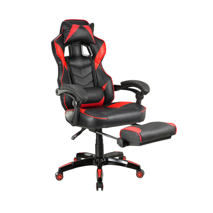 Silla Gamer Ergonómica Con Reposapiés Macrotel Negro/rojo