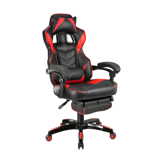 Silla Gamer Ergonómica Con Reposapiés Macrotel Negro/rojo