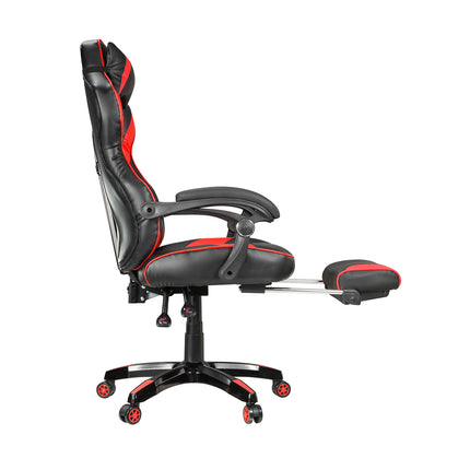 Silla Gamer Ergonómica Con Reposapiés Macrotel Negro/rojo
