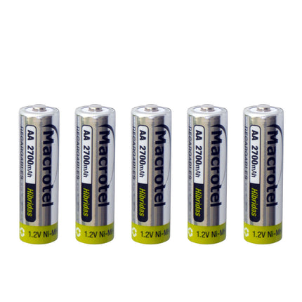 Pilas Recargables Híbridas AA 2700ma Macrotel Pack 5