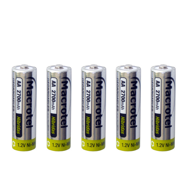 Pilas Recargables Híbridas AA 2700ma Macrotel Pack 5