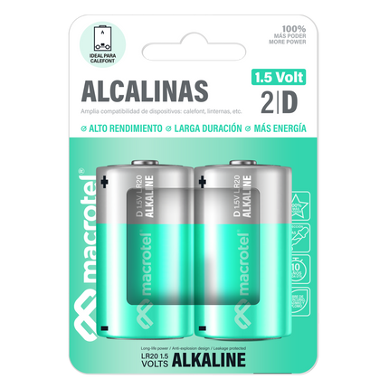 Pack 2 pilas Alcalinas D
