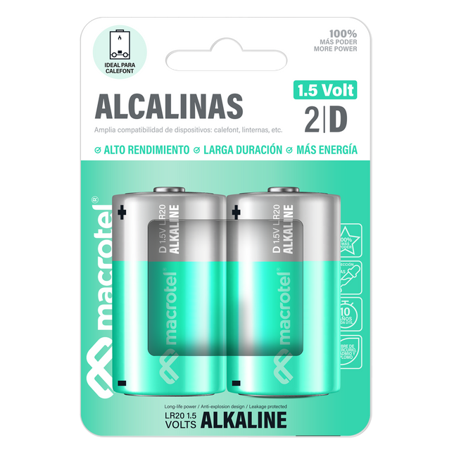 Pack 2 pilas Alcalinas D