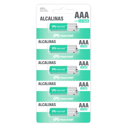 Pack 5 pilas Alcalinas AAA prepicadas