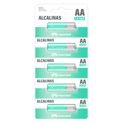 Pack 5 pilas Alcalinas AA prepicadas
