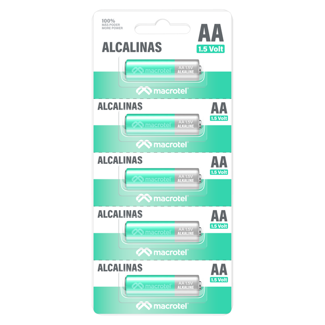 Pack 5 pilas Alcalinas AA prepicadas