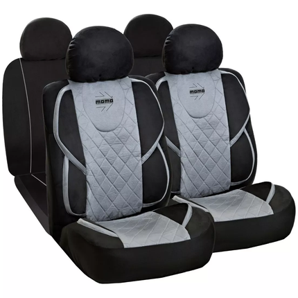 Cubre Asientos Universal Momo Completo Negro/gris 035