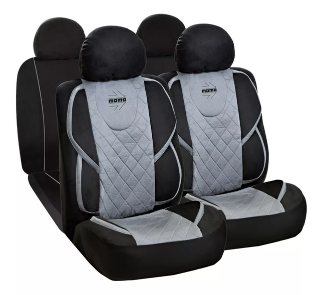 Cubre Asientos Universal Momo Completo Negro/gris 035