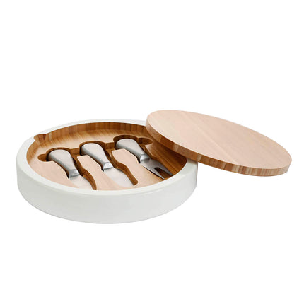 Set Tabla Quesos Bamboo Con Utensilios
